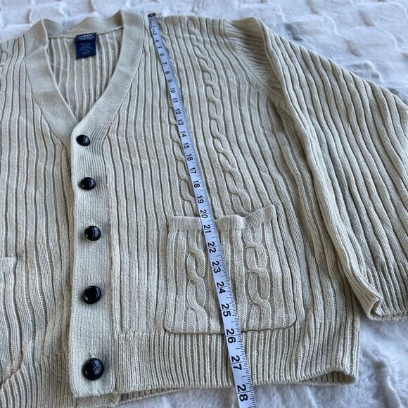 🔥Vintage 90s John Blair Classic Cable Knit Cardigan Sweater Grandpa Grunge Dad - Picture 12 of 16